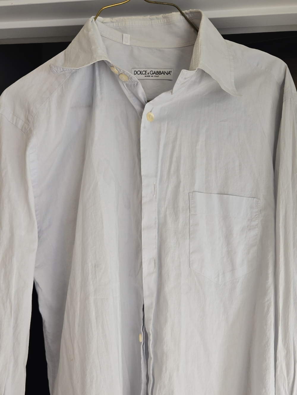 Dolce & Gabbana Light Blue/grey Men's Cotton Button-Up Shirt